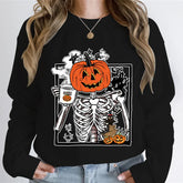 Pumpkin Skeleton Coffee Sweatshirt Top