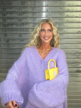 Purple Lantern Long Sleeve Oversized Jumper Top Fashion V Neck Sweater