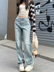 Vintage 90s High Waist Blue Straight Jeans