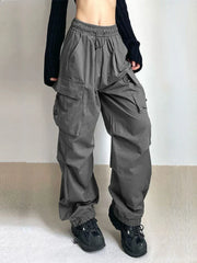 Hip Hop High Waist Vintage Wide Leg Streetwear Elastic Pants