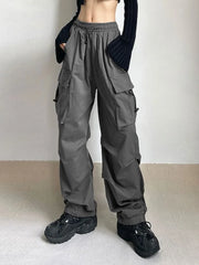 Hip Hop High Waist Vintage Wide Leg Streetwear Elastic Pants