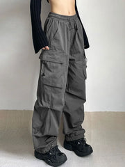 Hip Hop High Waist Vintage Wide Leg Streetwear Elastic Pants