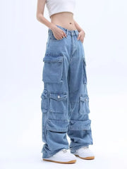 Vintage Multi-pocket Cargo Wide Leg Jeans