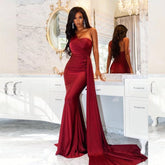 Red Prom Dresses For Off Shoulder Solid Evening Party Dresses