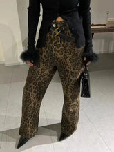 Retro Leopard Print Casual Harajuku High Waist Loose Fashion Trouser