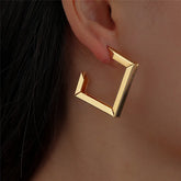 Retro Square Irregular Hoop New Exaggerated Cool Girl Fashion Accessories Earring
