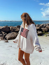 Round Neck Printed Knitted Loose Pattern Pullover Long Sleeve Sweater