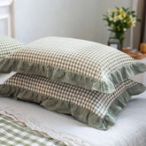 Rustic Gingham Pillowcase with Ruffle