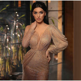 Gold Stamping Night Party Long Sleeve Dress