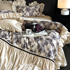 Vintage Romantic Rose Lace Cotton Duvet Cover