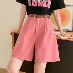 WomenWorkwear Shorts High Waist Loose Casual Wide Leg Fashionable Shorts