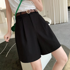 WomenWorkwear Shorts High Waist Loose Casual Wide Leg Fashionable Shorts