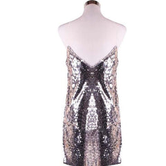 Sequin Mini Dress Spaghetti Strap Deep V-neck Dress Summer Sleeveless Party Dresses