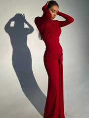 Bandage Bodycon Halter Collar O-neck Long Sleeve Maxi Dress