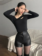 Black PU Fashion Casual Summer Clothing Faux Leather Goth High Waisted Womens Y2k Hot Woman Pants Short