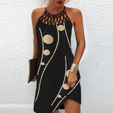 Beach Mini Dress Fashion Summer Sleeveless Hollow Elegant Boho Party