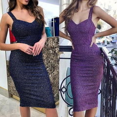 Sleeveless glitter bodycon dress Slim fit spaghetti strap pencil dresses Elegant womens party dress Autumn vestidos mujer