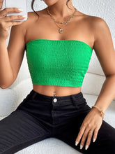 Shirred Crop Tube Top Casual Sleeveless Crop Top