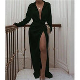 Solid twisted design shirt dress