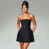 Strapless Backless Fashion With Zipper Off-Shoulder Sleeveless A-Line Bodycon Club Party Mini Dress