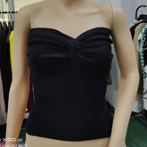Basic Backless Off Shoulder Crop Top Knit Tube Tops Strapless Corset Tops