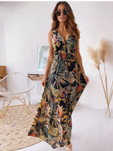 Chiffon Floral Print V-neck Sleeveless Beach Party Dress