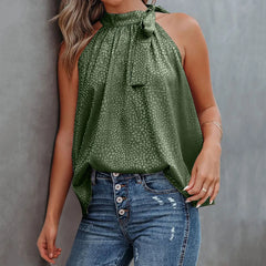 Off-Shoulder Halter Chiffon Elegant Solid Sleeveless Pullover Vest Cami Top