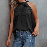 Off-Shoulder Halter Chiffon Elegant Solid Sleeveless Pullover Vest Cami Top