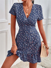 Summer Short V-Neck Floral Ladies Mini Boho Dress