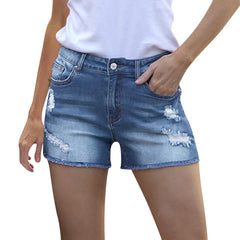 Summer For Pants Slim Jeans High Waist Slim Hole Vintage Oversized Pants Button Trousers Short