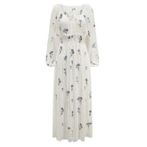 FashionSierra-Cotton  White  Maxi  Vintage  Floral Embroidery  Spring/Autumn  Robe  Long Sleeve  Casual Boho Dress