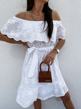 FashionSierra-Off Shoulder Mini White Floral Embroidery Lace Casual Short Beach Wear Party Boho Dress