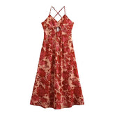 FashionSierra-Sleeveless Backless Strap Long Vintage Deep V-neck Summer Beach Boho Dress