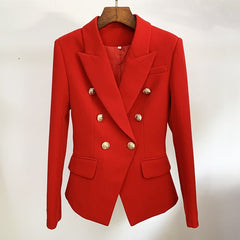 Designer Metal Lion Buttons Blazer