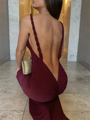 Ladies Sexy Pleated High Maxi New Casual Dress