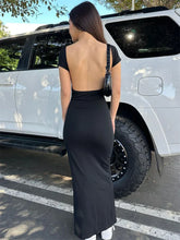 Female Short Sleeve Casual Elegant Side Split Streetwear Basic Fashion Y2k Maxi For Casual Dress