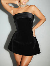 Ruffled Patchwork Female Fashion High Waist Pleated Strapless Long New Casual Dress