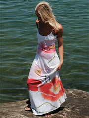 Fashion Printed Halter For Backless Bandage Maxi High Waist New Party Casual Dress