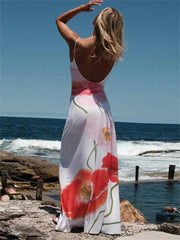 Fashion Printed Halter For Backless Bandage Maxi High Waist New Party Casual Dress