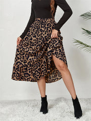 Waist Leopard Casual Boho Printed Long Skirt