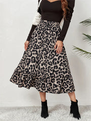 Waist Leopard Casual Boho Printed Long Skirt