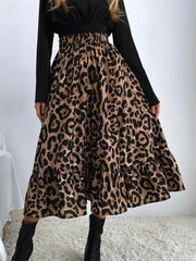 Waist Leopard Casual Boho Printed Long Skirt