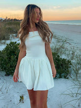 Knitted Off Shoulder Patchwork Ruffled Edge Slash Neck Solid Beach Holiday Princess Cover Up Summer Dress