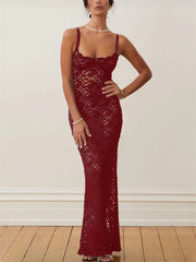 Lace Black Evening Gown Split Summer Party Casual Dress