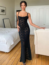 Lace Black Evening Gown Split Summer Party Casual Dress