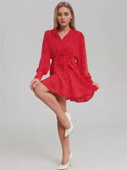 High Waist Mini Fashion Bandage Printed Casual Dress