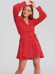 High Waist Mini Fashion Bandage Printed Casual Dress