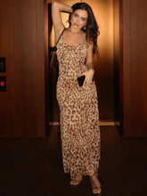 Leopard Print Long Sleeveless Lace Up Streetwear Casual Dress