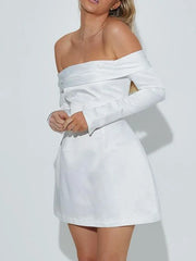 Off Shoulder Color Short Strapless Female A-Line Sleeve Evening Party Spring Summer New Casual Dress
