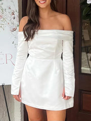 Off Shoulder Color Short Strapless Female A-Line Sleeve Evening Party Spring Summer New Casual Dress